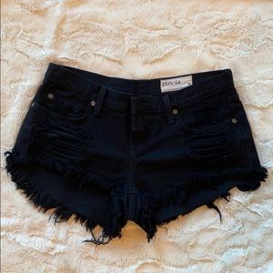 Pistola low rise cut off black denim shorts